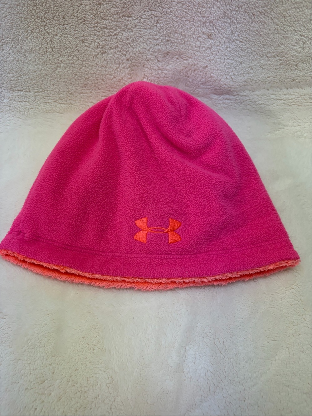 Under Armour Coral Fuzzy Youth Beanie with Black Label